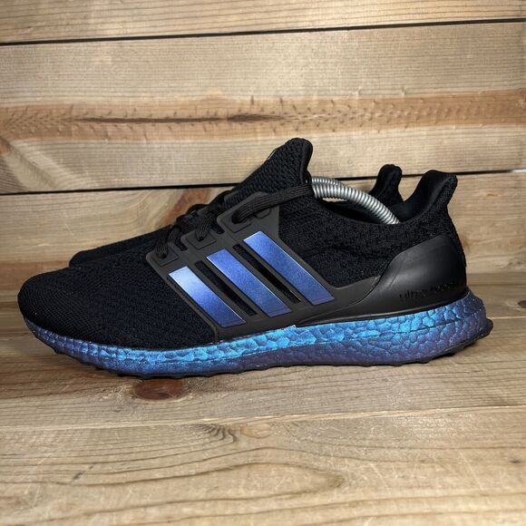 NEW Mens Size 8 Adidas Ultraboost 5.0 DNA Core Black Metallic Blue Shoes GY8614 - Picture 1 of 8